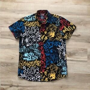 Phat Farm x Popeye Multicolor Graffiti Button Down Shirt 00s Y2K Streetwear